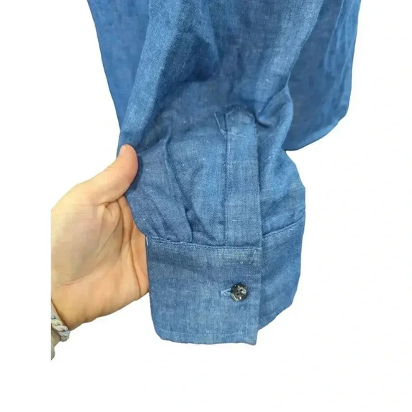 The Podolls Women Blue Long Sleeve Button-Down Shirt Medium - Picture 5 of 7